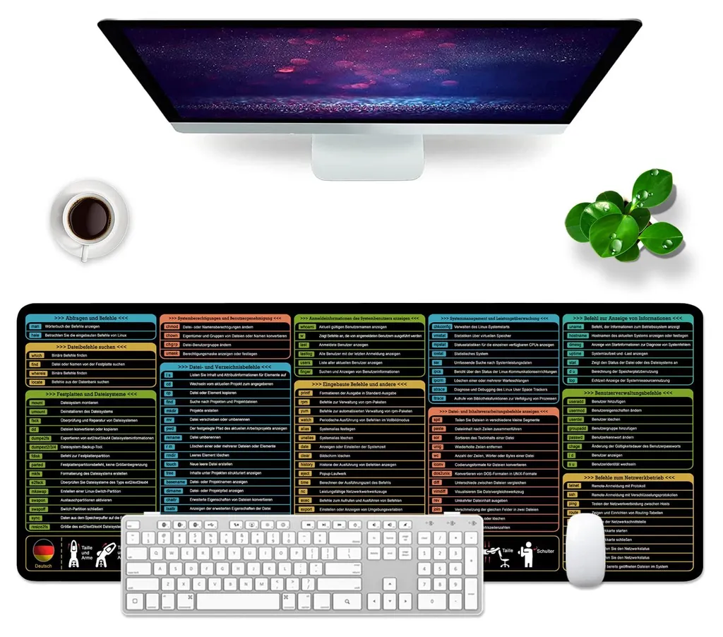 Tapis de bureau Linux pour Développeur et Admin Système Layout Allemand