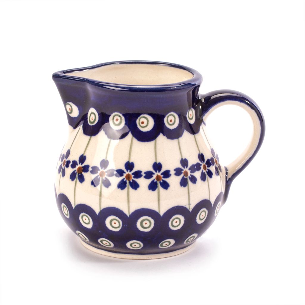 Bunzlauer Keramik 170ml Sahnekännchen Milchkännchen Ø9,5cm H8cm Gießer für Frühstück oder Kaffeerunde Dekor 166a