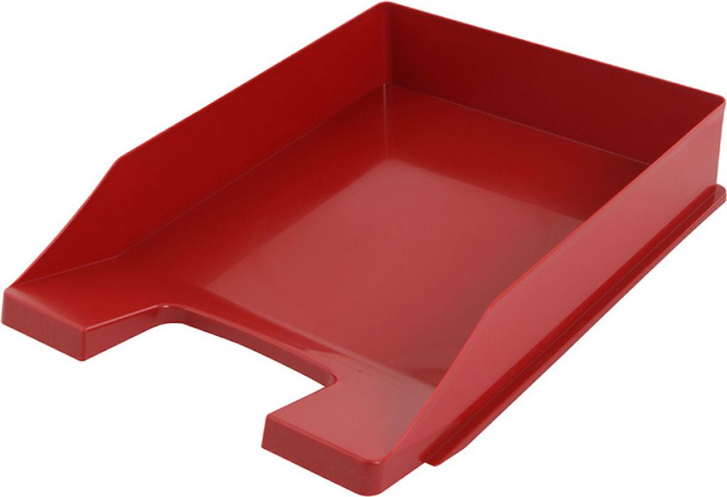 Stapelbare Briefablage aus Kunststoff | HxBxT 6,5x25,5x34,8cm | Bis DIN A4-Format | 10 Stück | Rot