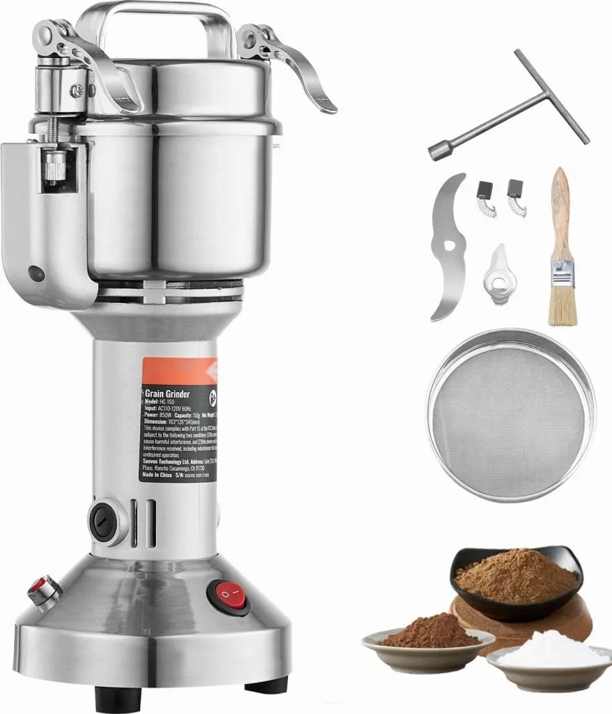 Mulino elettrico per cereali 2 kW - mulino per mais 750 g - mulino per erbe e spezie - potente robot da cucina