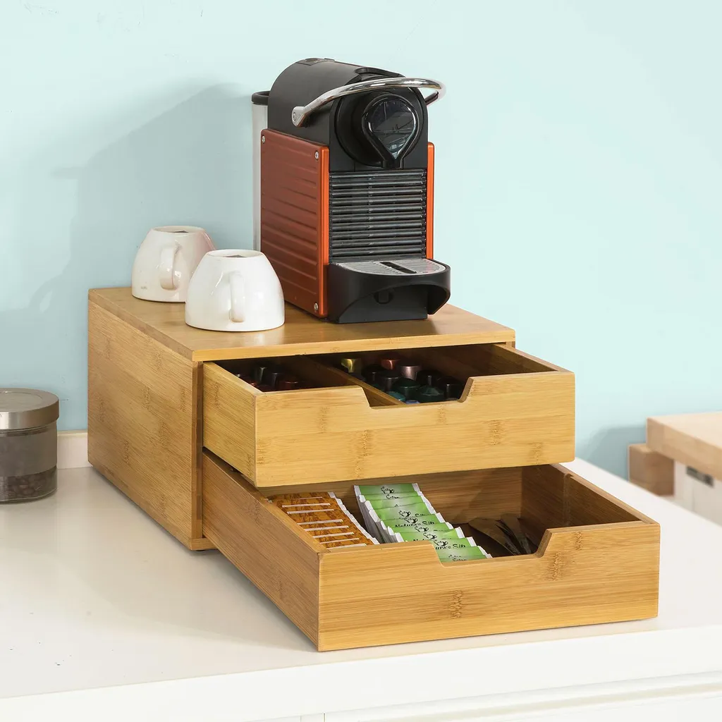 Boîte à café en bambou robuste : rangement écologique multi-usages