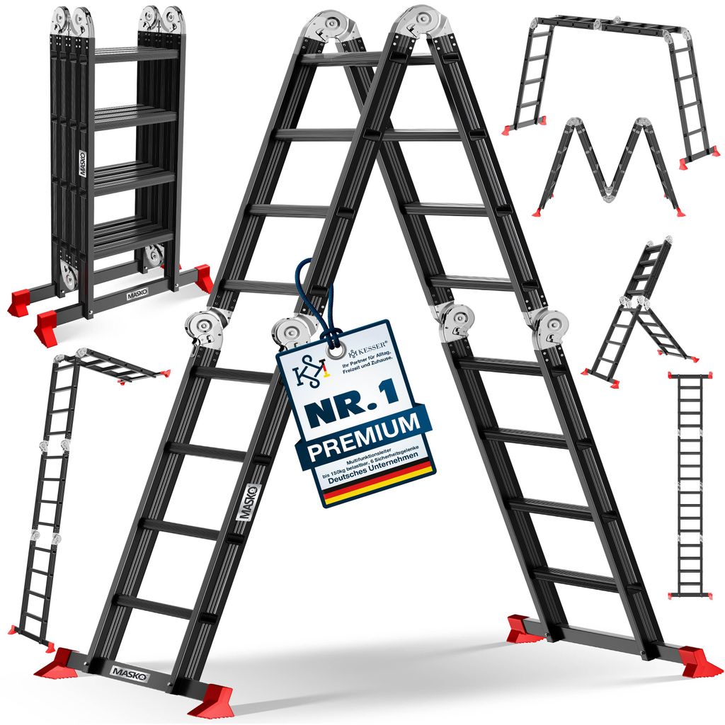 MASKO® Scala multifunzione in alluminio 6in1: scala a Immagine del prodotto 