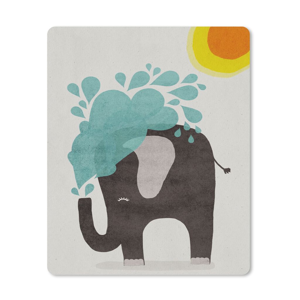 MuchoWow Mauspad Mousepad Elefant - Kind - Wasser - Sonne 19x23 cm - Mousepads - Maus Mat - Pad - Mausunterlage - Mauspads - Spielen