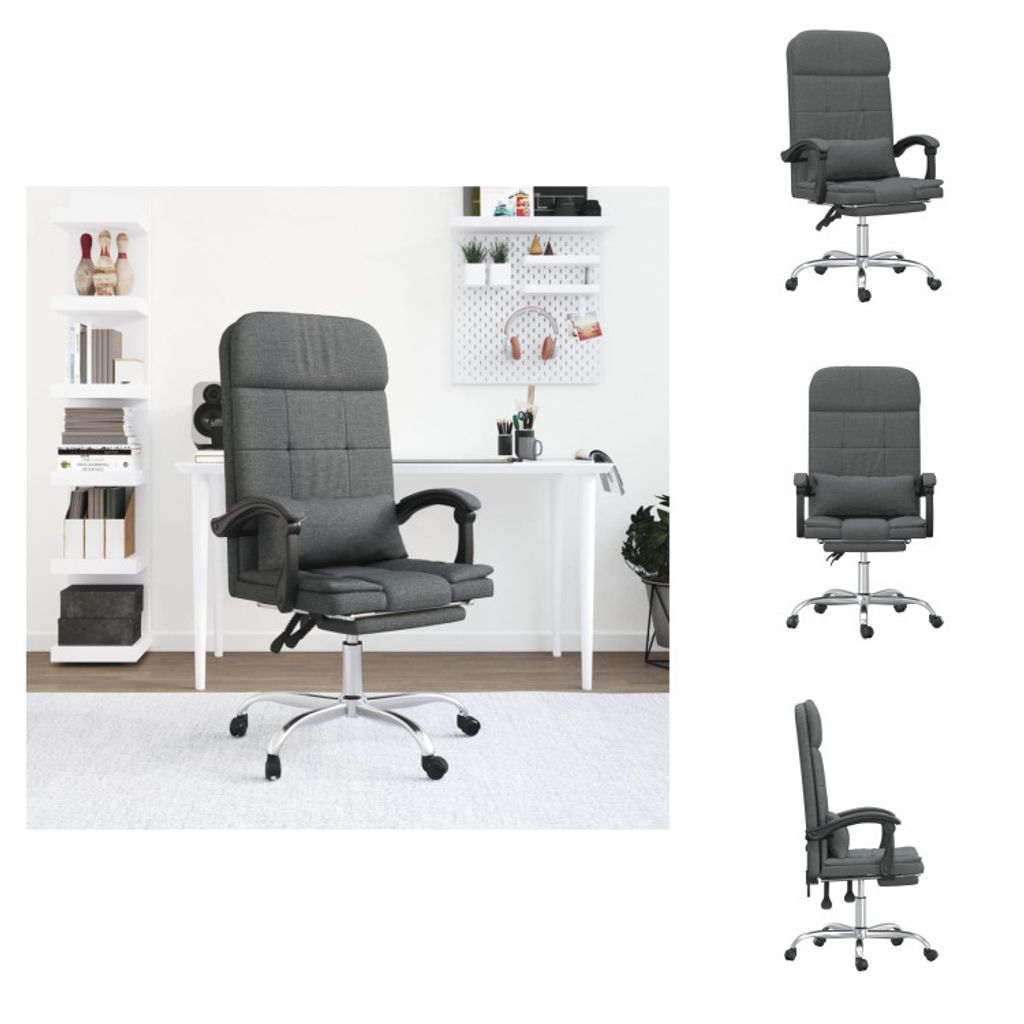 vidaXL Bürostuhl mit Massagefunktion Dunkelgrau Stoff - Bürostühle
