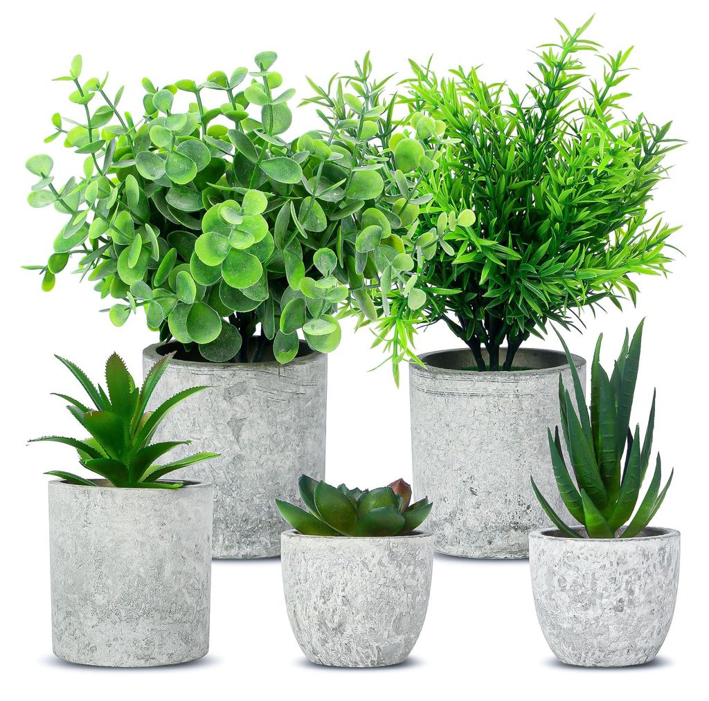 Künstliche Pflanzen mit Töpfen, Mini-Kunstpflanzen wie Sansevieria, Agave-Sukkulente und Aloe Vera mit Adlerkralle, künstliche Kunststoffpflanze...