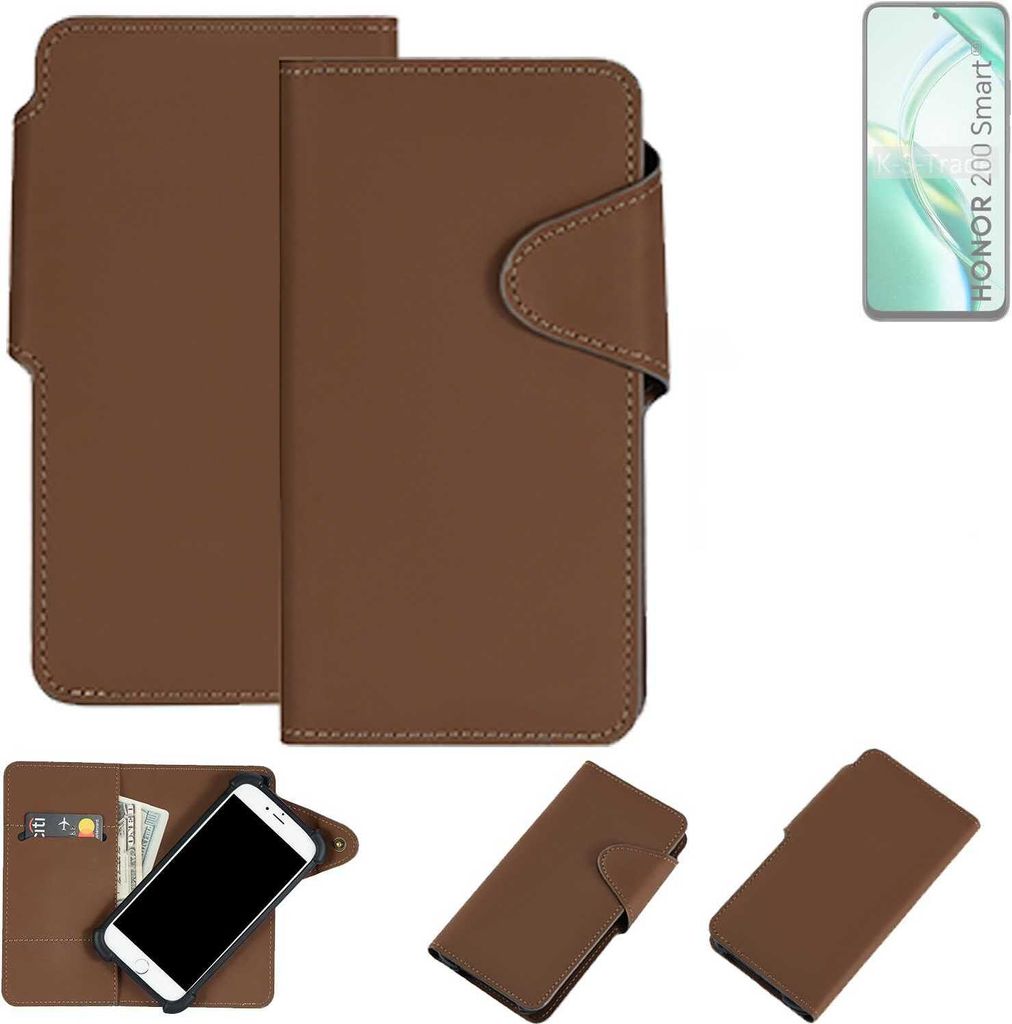 K-S-Trade Schutzhülle Klapphülle Kunstleder kompatibel mit Honor 200 Smart braun Handy Hülle Wallet Case