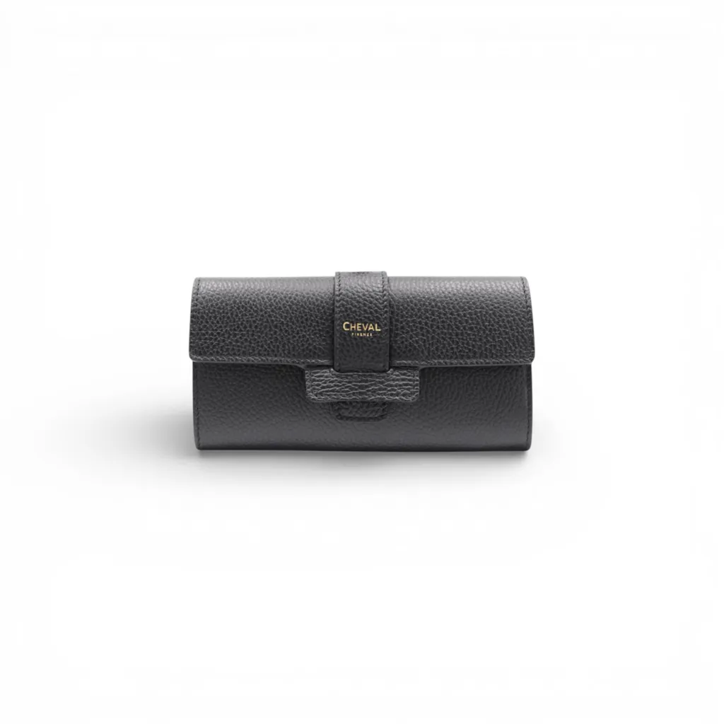 Portefeuille en cuir noir modèle Dean Cheval Florence format compact