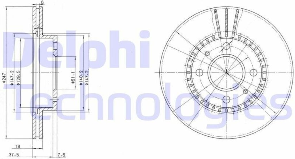 2x DELPHI Bremsscheibe BG3134 für NISSAN ALMERA I Hatchback (N15) ALMERA I (N15)
