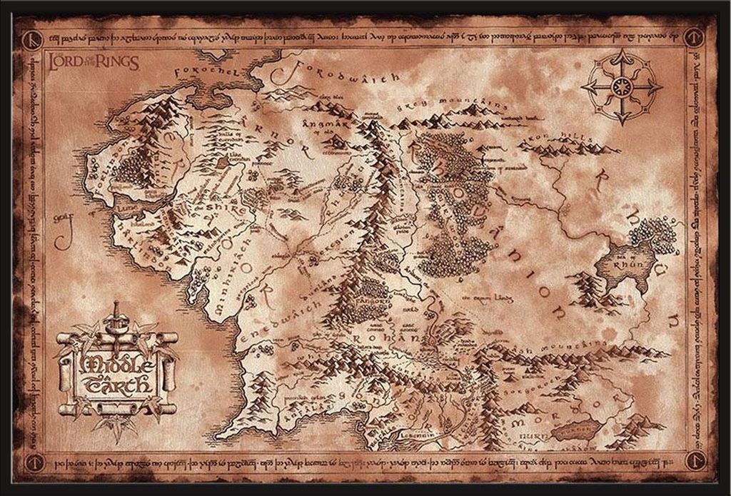 Il Signore degli Anelli - Poster - Mappa + cornice a Immagine del prodotto 