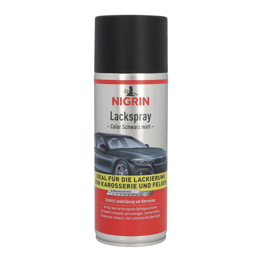 NIGRIN Lackspray, 400 ml, mattschwarzer Autolack, schützt Produktbild 