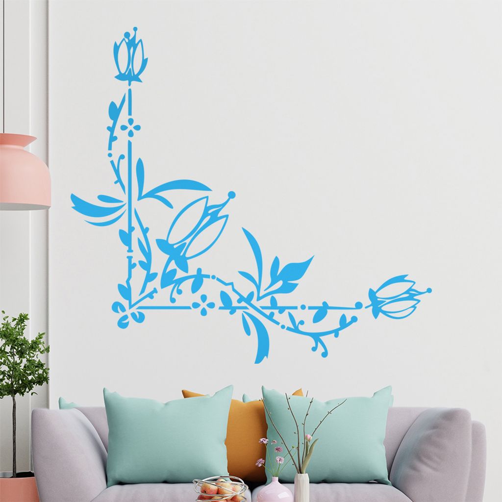 Blumenranke - Linien Wandtattoo in 6 Größen - Wandaufkleber Wall Sticker - Dekoration, Küche, Wohnzimmer, Schlafzimmer, Badezimmer