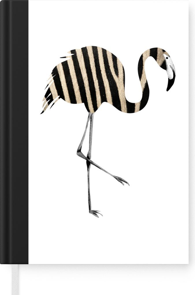 MuchoWow Notizbuch Tagebuch Haushaltsbuch Notebook A5 Flamingo - Zebra - Schwarz und weiß - Notizblock - Notizheft - Notebook - Schreibblock - P...