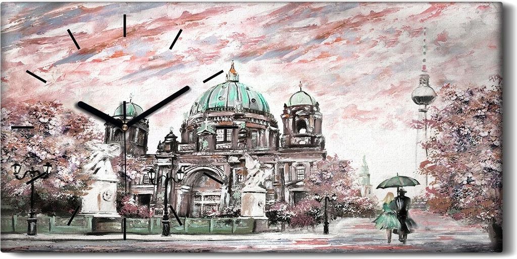 Dekor Leinwand Uhr Wandbilder Geräuschlos 60x30 Berliner Kathedrale Kunst - schwarze Hände