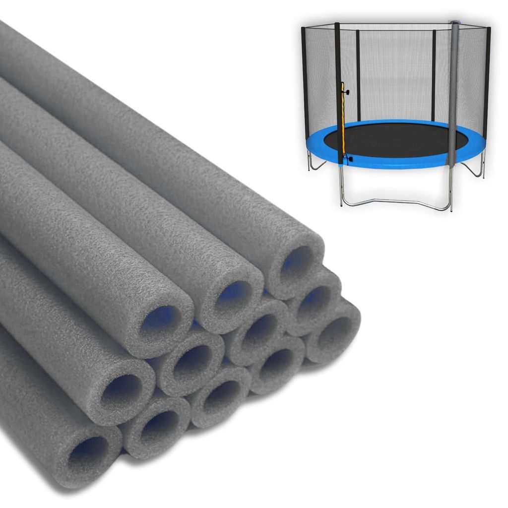 Trampolin Schaumstoffrohre 6er-Set – Stangenschutz 180 cm, Ø 50/30 mm – Schaumstoffhülsen witterungsbeständig, EU, Anthrazit
