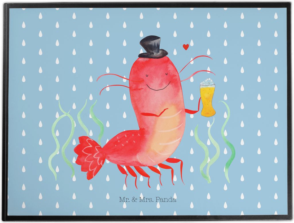 Mr. & Mrs. Panda Schreibunterlage Hummer Weizen - Blau Pastell - Geschenk, Meer, Unterlage Schreibtisch, Kneipe, schreibtischunterlagen, Kochen, Bi...