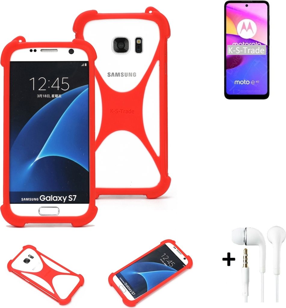 Handy-hülle + Kopfhörer kompatibel mit Motorola Moto E40 Schutz-hülle Bumper Silikon Schutz Hülle Cover Case Silikoncase Silikonbumper TPU