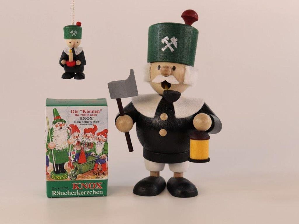 Räuchermann Bergmann mit Erzstab + Räucherkerzen Höhe 12,5cm NEU