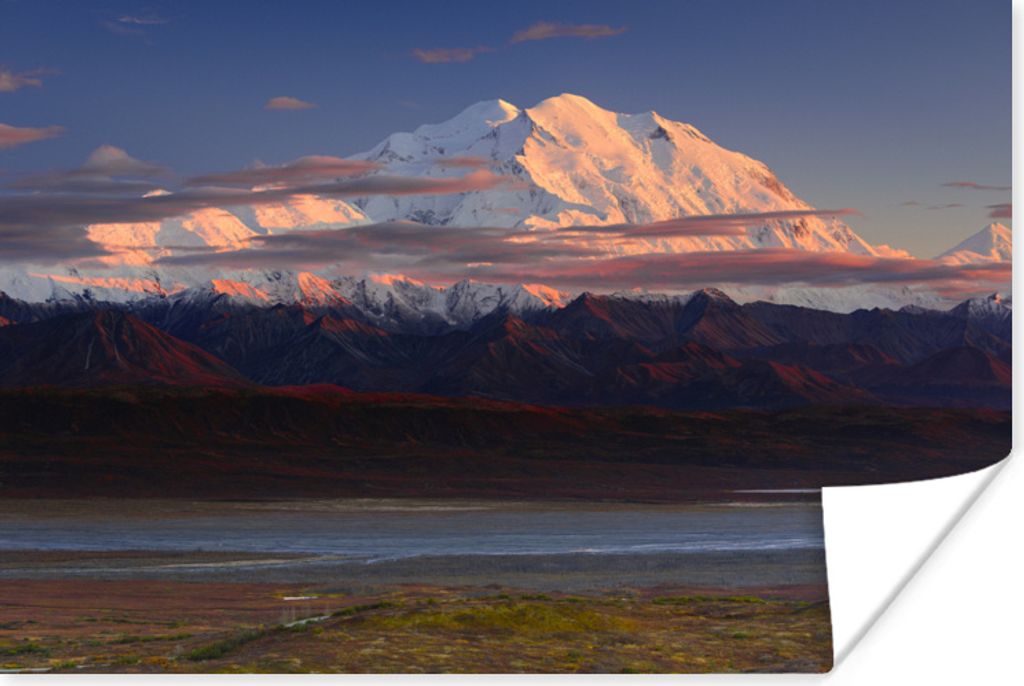 MuchoWow Poster Berge hinter kleinen Wolken in Alaska 120x80 cm - Bilder