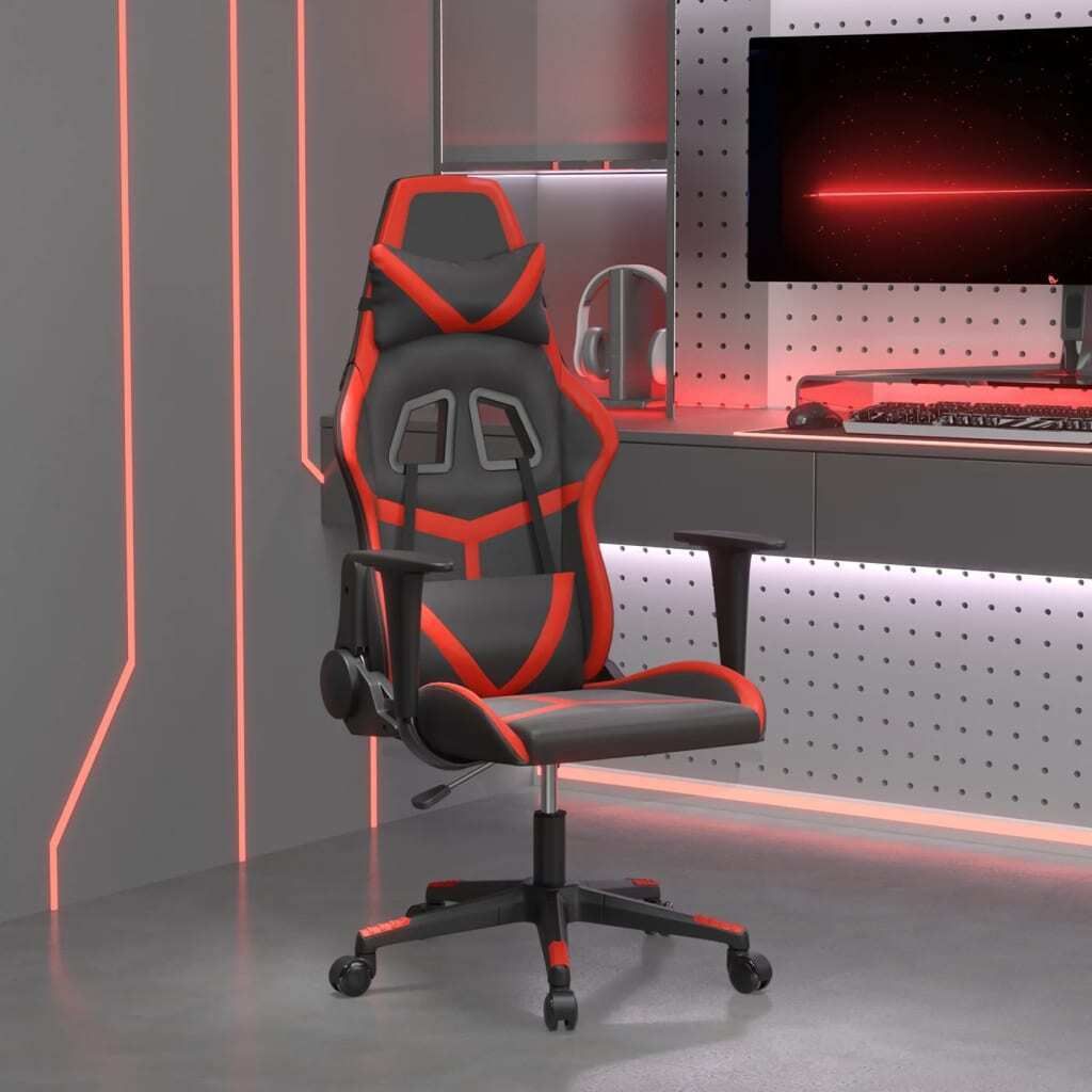 "im Angebot" Gaming-Stuhl mit Massagefunktion Schwarz und Rot Kunstleder - Bürostühle CC15497