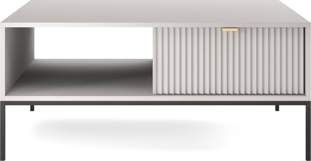 Moderner Grauer Couchtisch Mit Schwarzem Gestell - 104X68X46 Cm