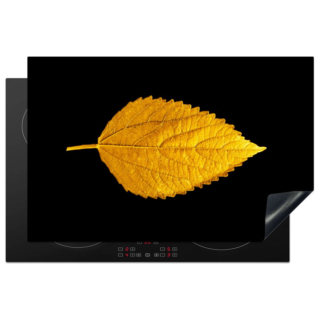 KitchenYeah Herdabdeckplatte Blätter - Gold - Botanisch - Luxus - Natur , 80x52cm, Küche Deko, Glaskeramikkochfeld Herdabdeckung, Abdeckplatte ...