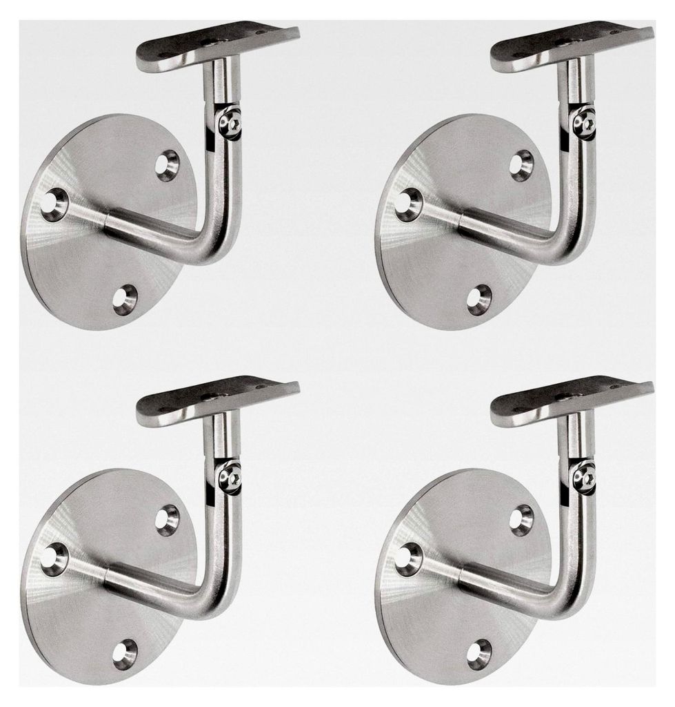 Handlaufhalter Wandhalterung für Rundrohr Ø42,4 mm - 4 x Handlaufträger mit 3-Loch Befestigung aus Edelstahl V2A für Geländer und Treppen