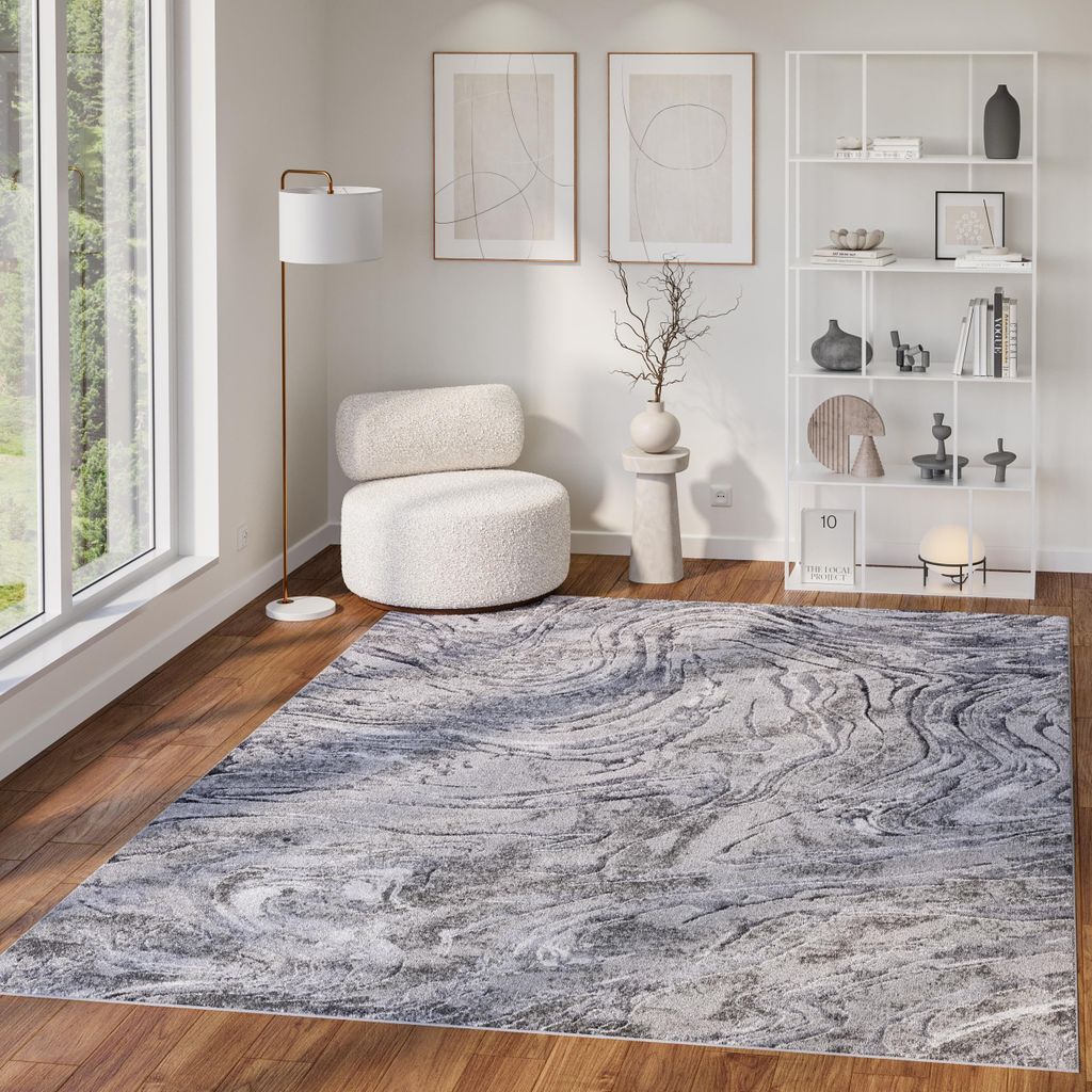 Tapiso Teppich COMO Modern Abstrakt Kurzflor Grau Beige 160 x 230 cm