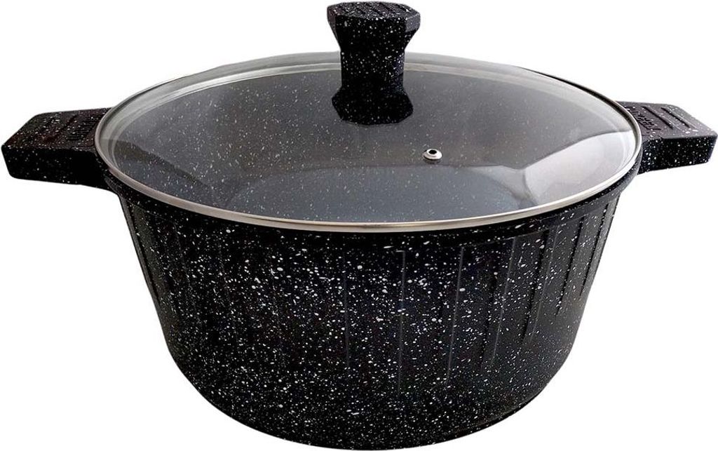 Kochtopf Topf Casserole Granitbeschichtung Antihaft Ø ca. 32 cm 10 L schwarz für alle Herdarten geeignet