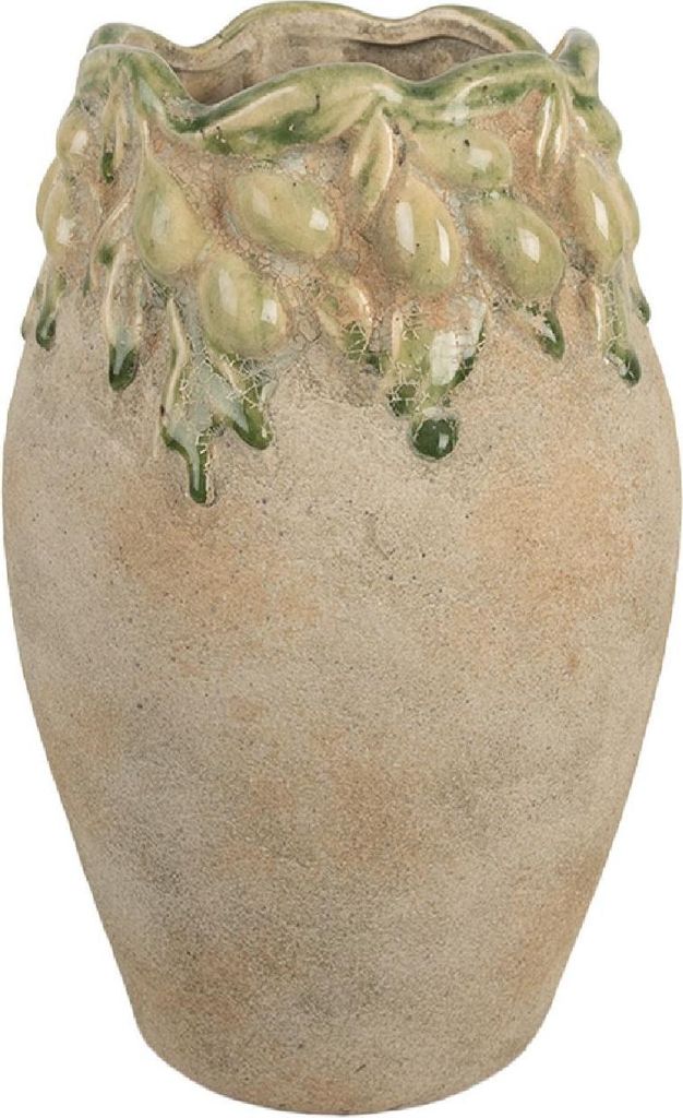 Clayre & Eef Blumentopf Ø 18x27 cm Beige Terrakotta Oliven