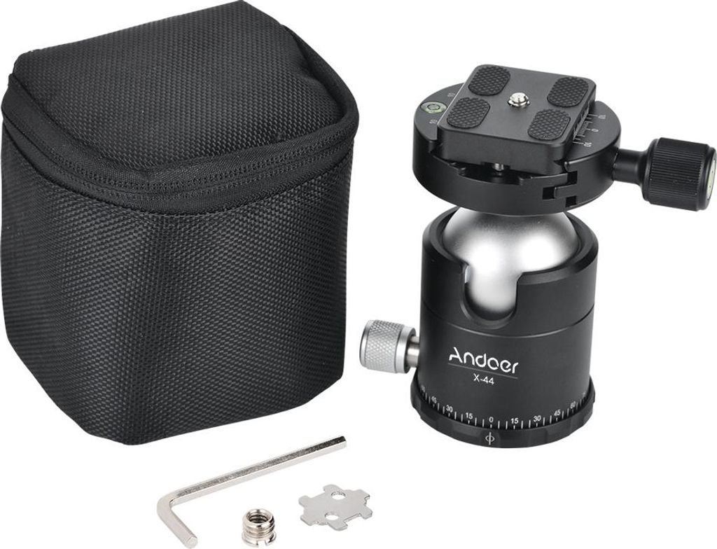 Andoer X-44S Aluminiumlegierung Kugelkopf Kugelkopf Stativ Einbeinstativ Panorama-Kugelköpfe mit Schnellwechselplatte 1/4 Zoll Schraubbefestigung ...