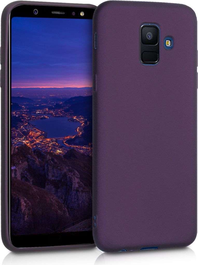 kwmobile Case kompatibel mit Samsung Galaxy A6 (2018) Hülle - Schutzhülle aus Silikon metallisch schimmernd - Handyhülle Metallic Brombeere