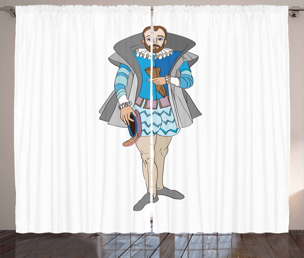 ABAKUHAUS Renaissance Rustikaler Vorhang, Rokoko Aristocrat Man, Wohnzimmer Universalband Gardinen mit Schlaufen und Haken, 280 x 175 cm, Mehrfarbig