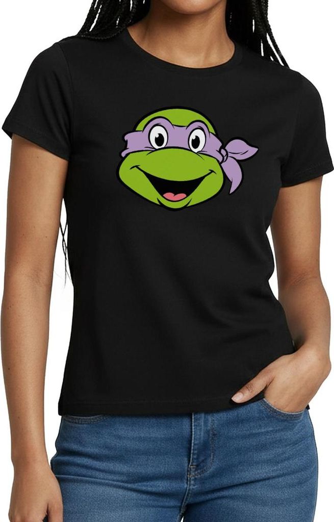 Spreadshirt Teenage Mutant Ninja Turtles Donatello Kostüm Karneval Frauen T-Shirt, XXL, Schwarz