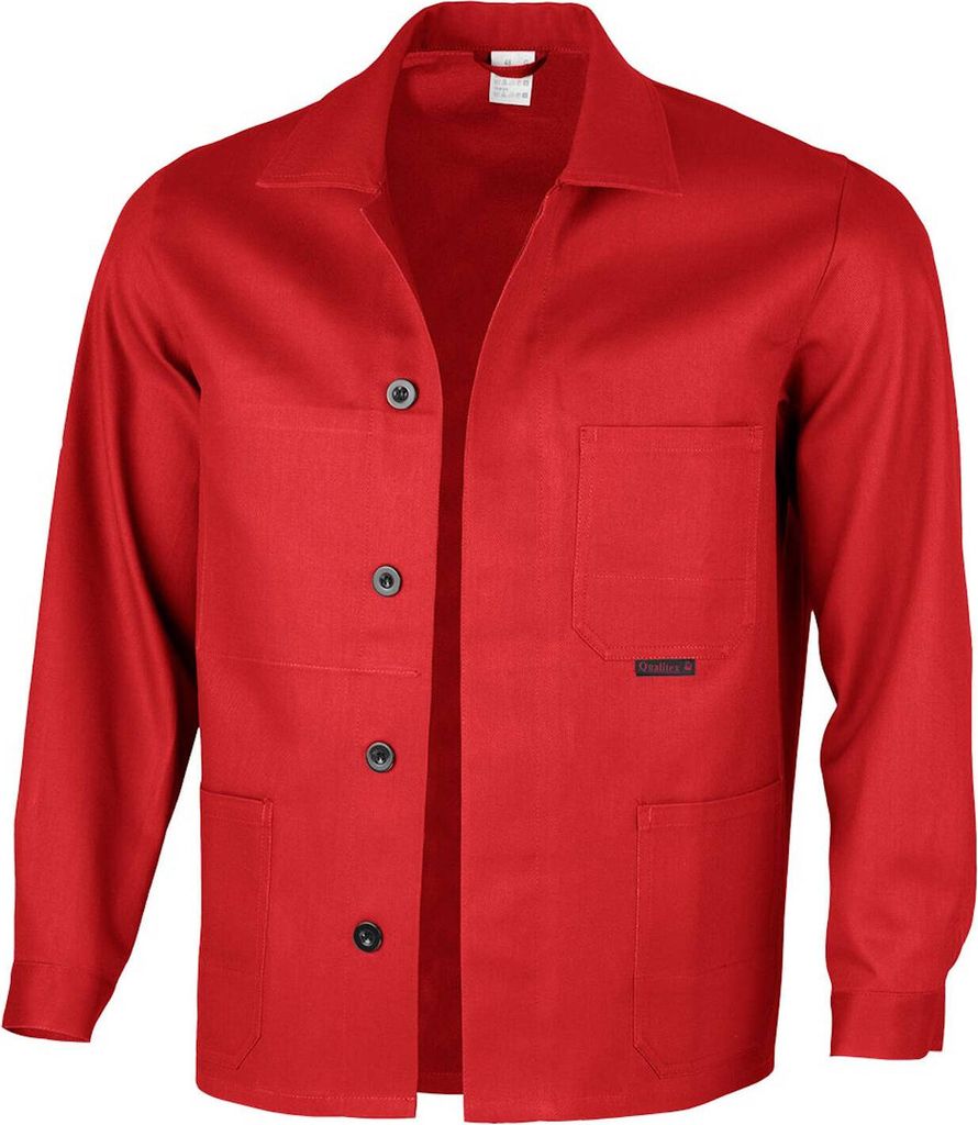 Qualitex Arbeitsjacke - lange classical Werkstattjacke - BW 270 g - aus reiner Baumwolle - in Farbe: feuerrot - Herren: 94