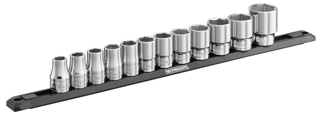 Jeu de 12 douilles 1/2'' OGV Grip sur rack magnétique - Image du produit 