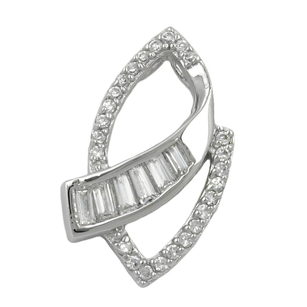 Anhänger 29x18mm viele Zirkonias glänzend rhodiniert Silber 925 silber 29x18mm