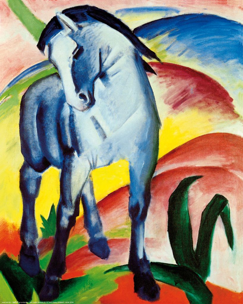 Franz Marc Kunstdruck Bild - Blaues Pferd I, 1911 (50 x 40 cm)