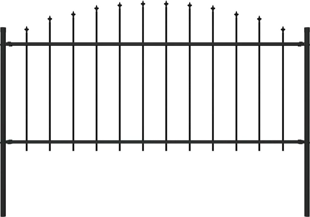 Gartenzaun mit Speerspitzen Stahl (0,5 - 0,75) x 1,7 m Schwarz