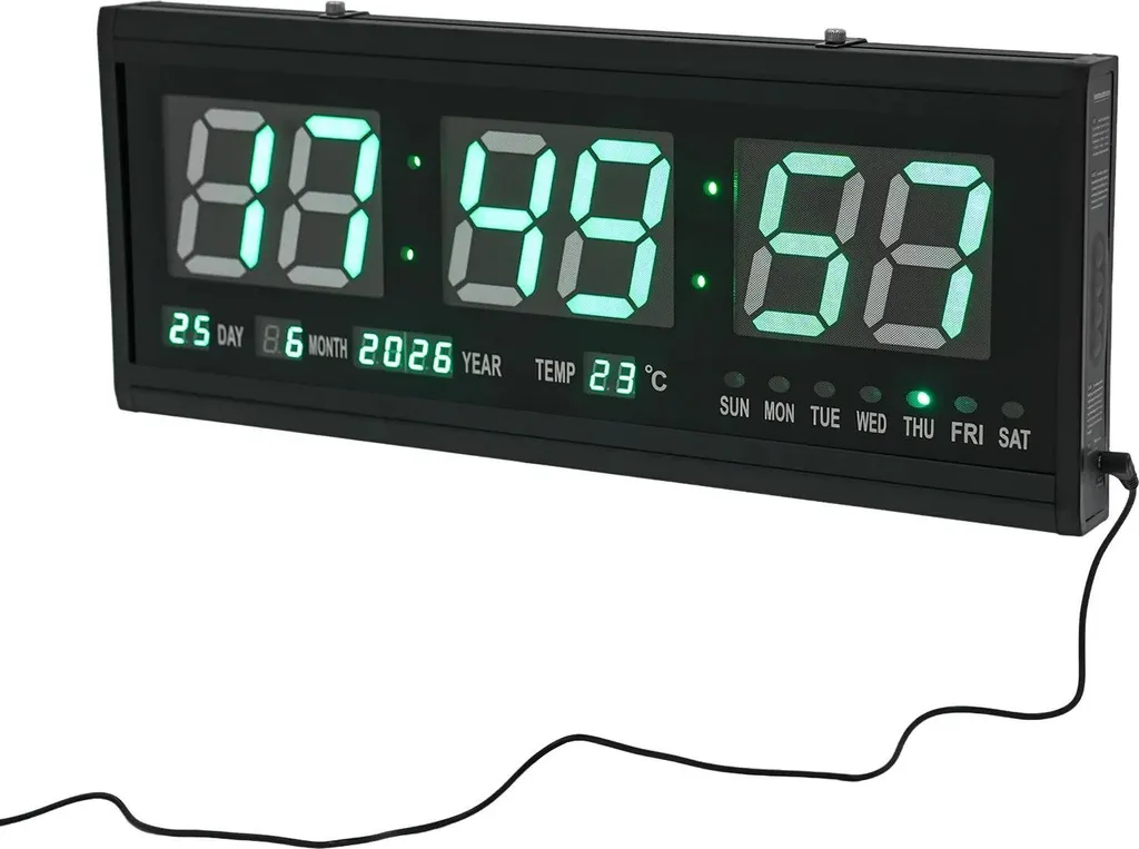 Orologio Parete LED Digitale 48x19cm - Minimalismo Verde per Loft e Studi