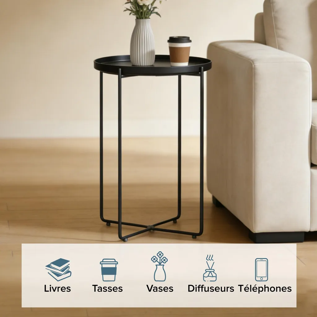 Table Basse de Jardin et Salon, Meuble d'Appoint Pliable Multifonction