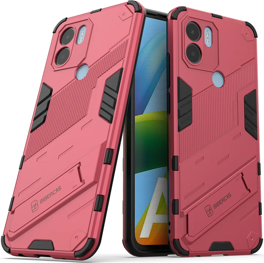 Custodia Armor per Xiaomi Poco C50/Redmi A1+/Redmi A2+, Custodia protettiva antiurto ibrida in PC TPU Bumper con funzione Stand Rosa