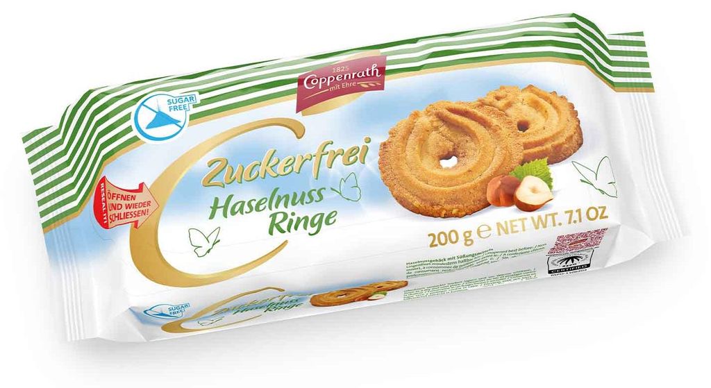Anneaux de spritz sans sucre aux noisettes Coppenrath 200g Image du produit 