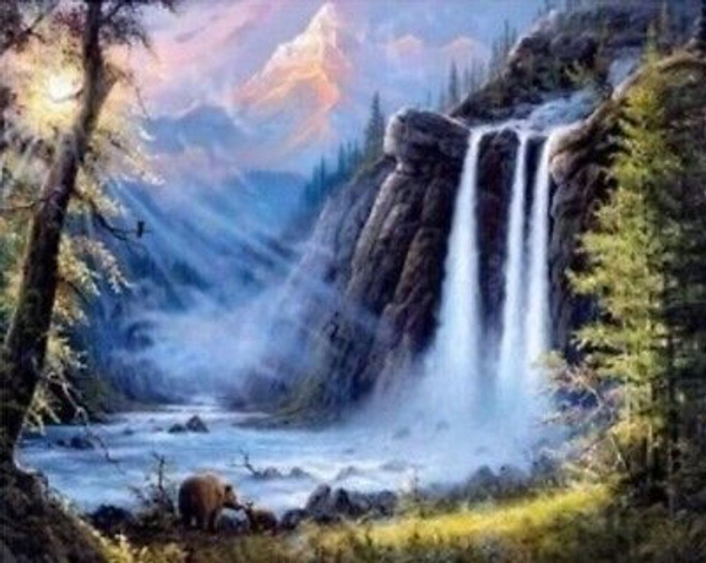 40x30 cm Diamanten Malerei Zum Selbermachen DIY Diamond Painting Wasserfall