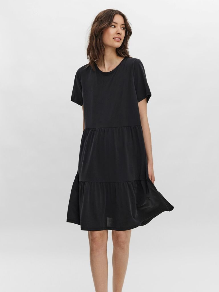 VERO MODA Kurzes Blusenkleid Lockeres Kurzarm Tunika Mini Dress VMFILLI Größe: S