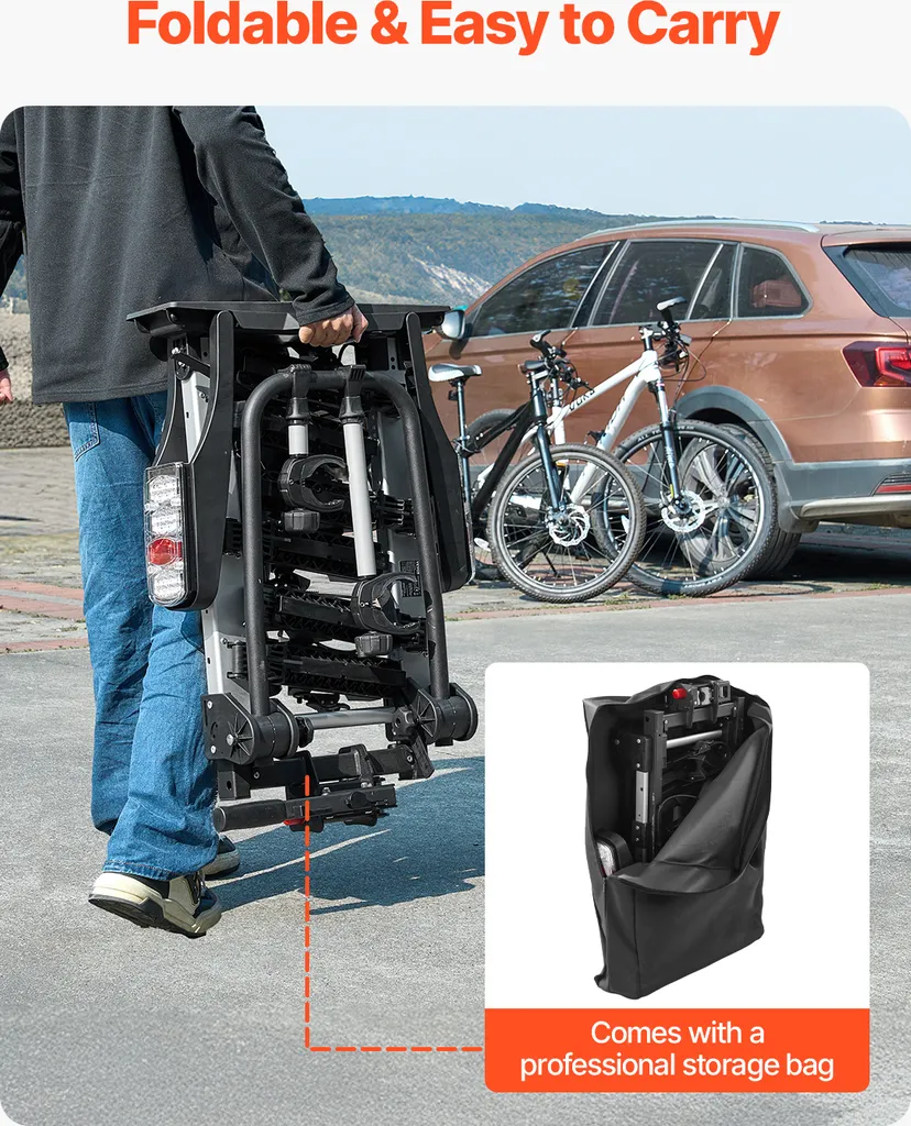 Porte-vélos Pliable 3 Vélos : Solution Anti-Vibration Attelage 5cm