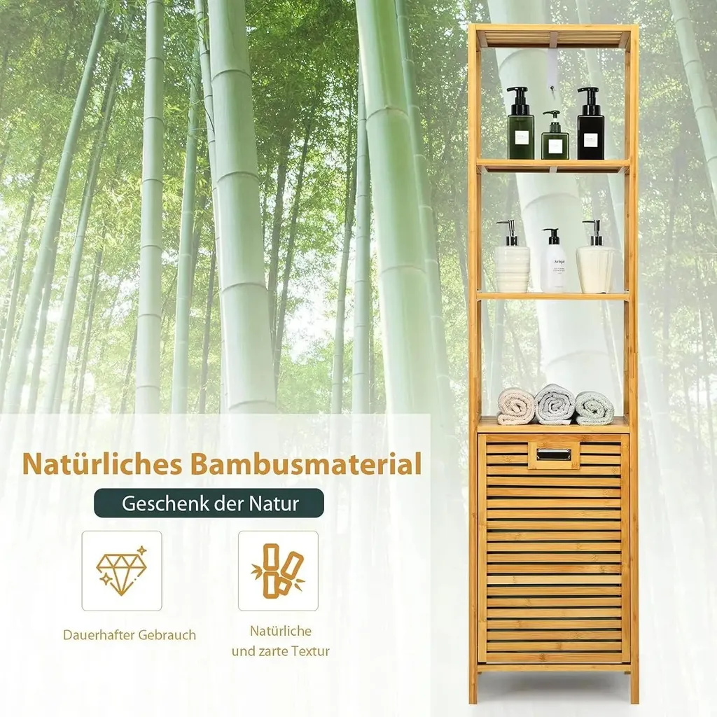 Meuble salle de bain anti-humidité avec panier à linge dissimulé - 2