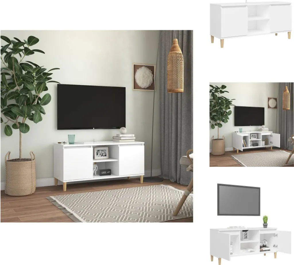 Porta TV Bianco vidaXL Stile Scandinavo 103x30x50 cm Gambe Legno