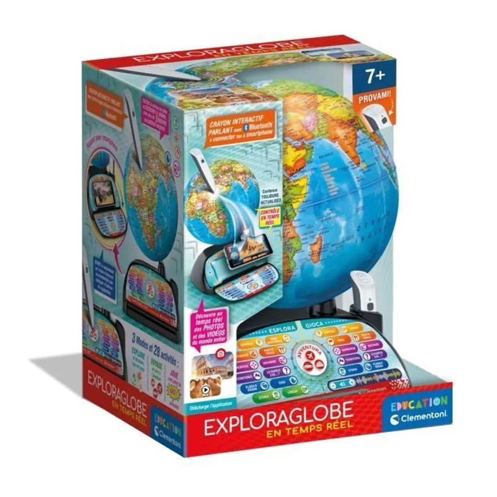 Exploraglobe Voyager Clementoni globe 28 activités et 3 modes de jeu Bluetooth