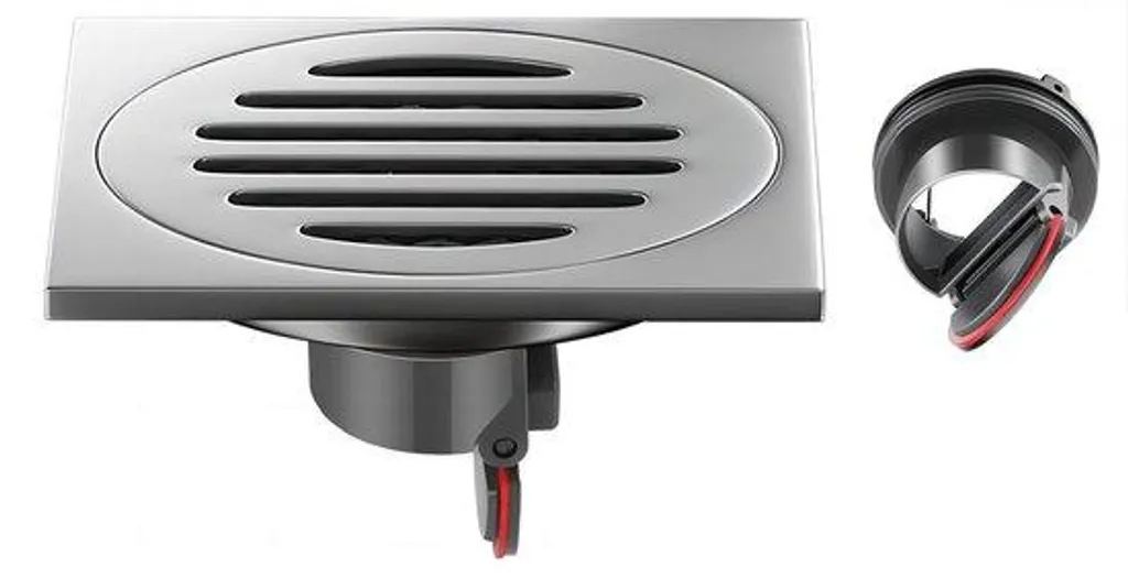 Grille d'évacuation inox noire 100x100 mm pour caniveau de douche et bain