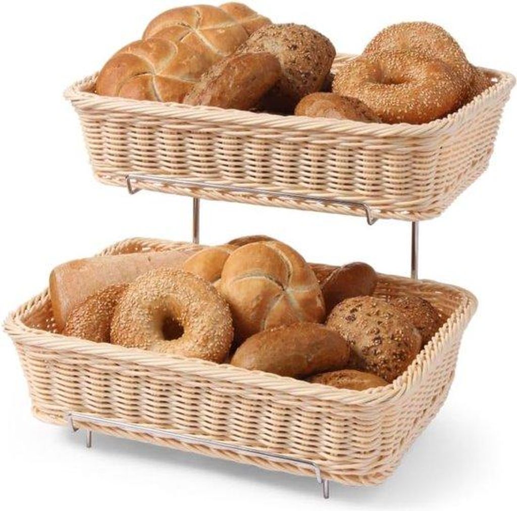 Brotkorb-Display, Set aus 2 Brotkörben mit Chromgestell, Polypropylen, GN 1/2, 360x280x315mm